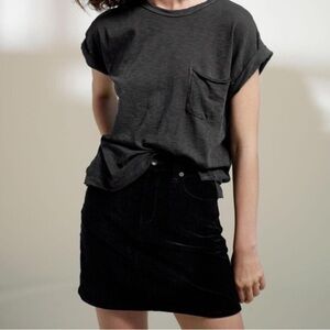 Rag & Bone Dive Crushed Velvet A-Line Black Mini Skirt